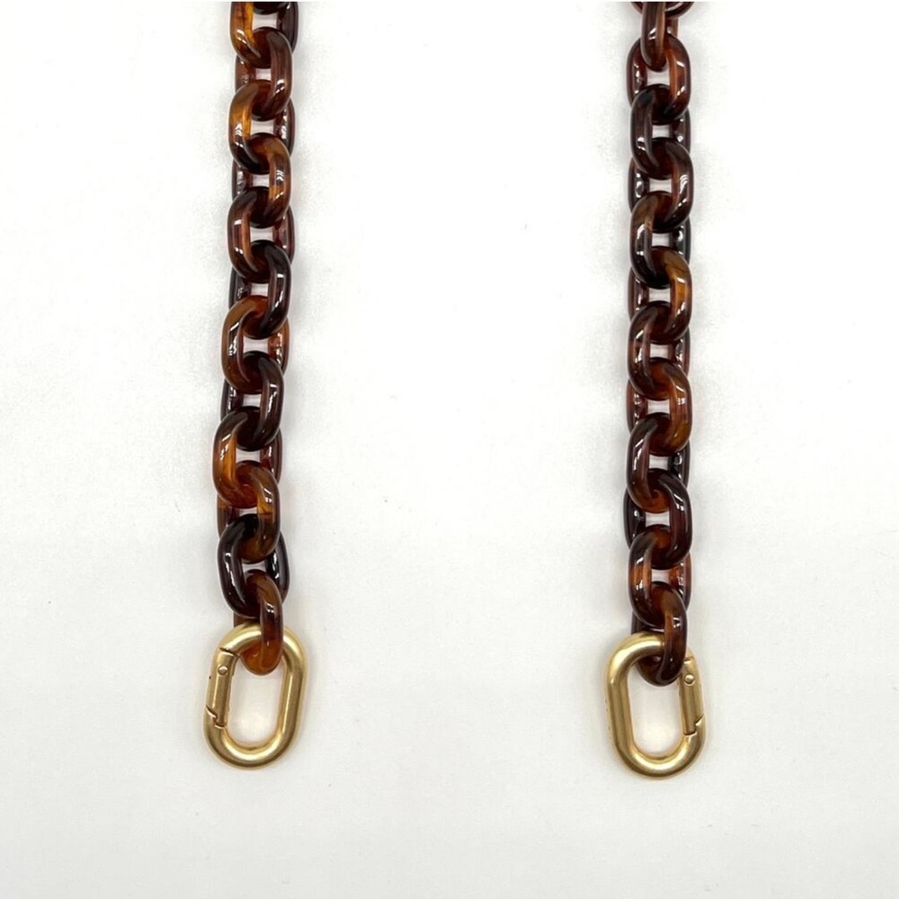 CLARE V Shoulder Chain Strap Mini Round Link
Tortoise Gold  NWOT